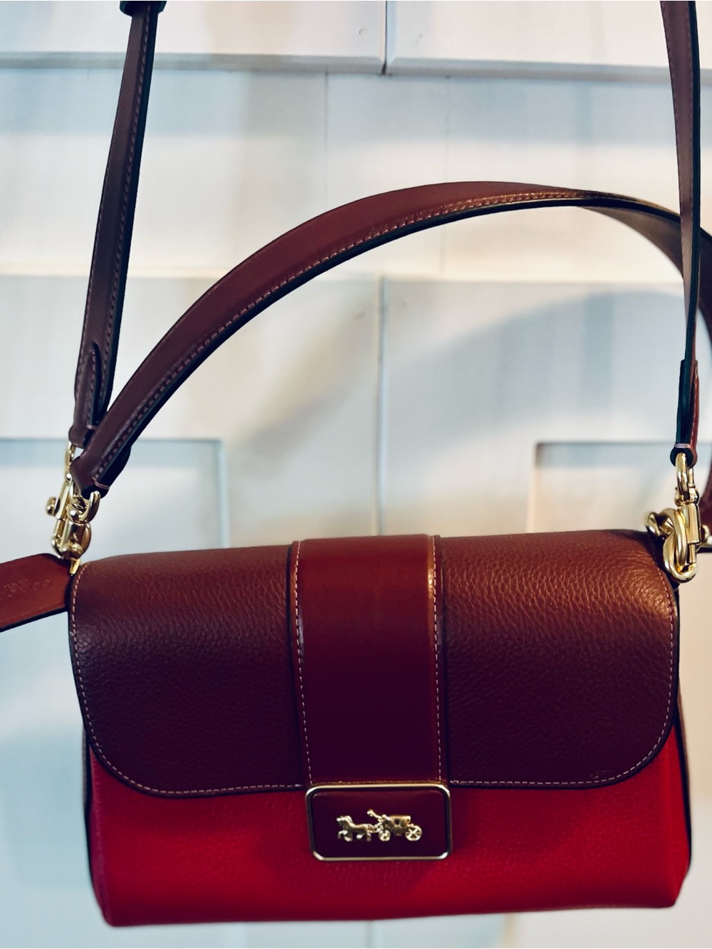 Coach Grace shoulder bag. New Two-Tone Burgundy and Red Shoulder Bag - Picture 5 of 15